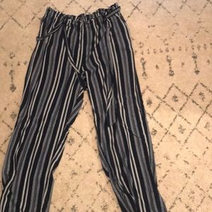 Blue and white striped pants